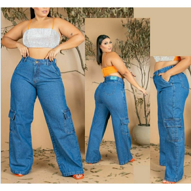 Calça cargo best sale feminina jeans