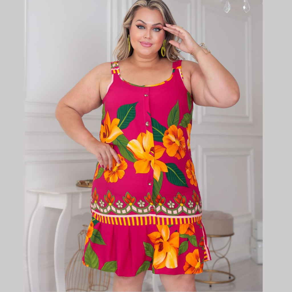 Vestido plus size de hot sale tecido