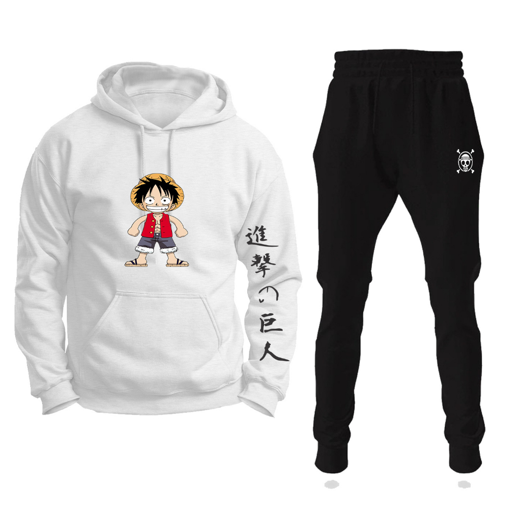 Blusa Moletom Flanelado Adulto e Infantil Monkey d. Luffy One Piece Rosto  Com Capuz e Bolso Canguru - Azul