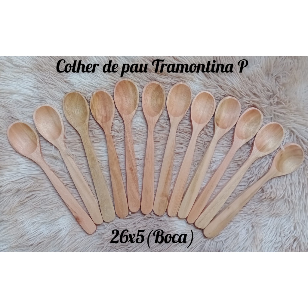 Colher de Pau 26cmX5cm Tramontina P Kit com 25 peças | Shopee Brasil