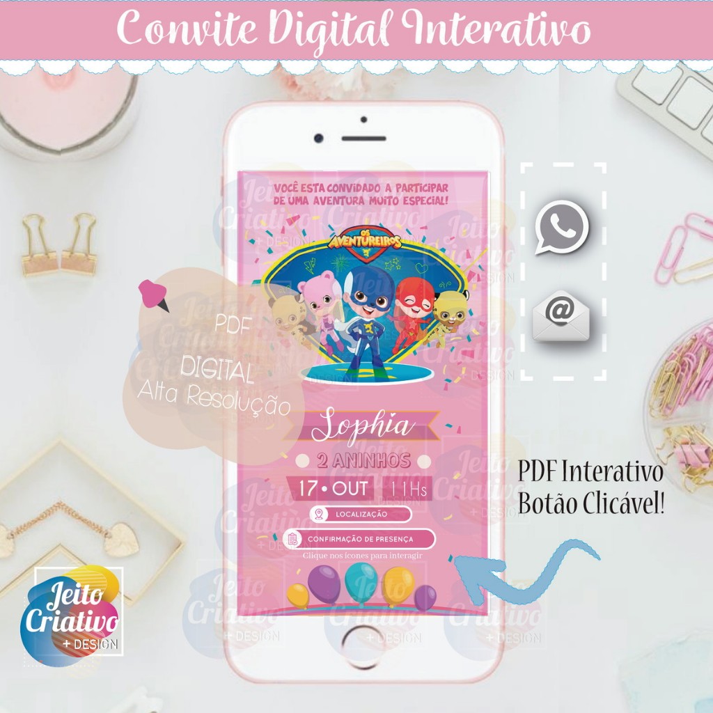 Convite Infantil Digital (Interativo) - Roblox Menina