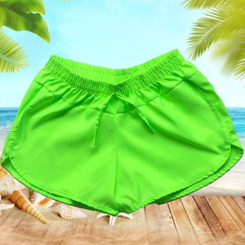 Kit 3 Shorts Tactel Feminino Liso Adulto Moda Verão Praia Piscina 2 Bolsos  TAMANHO:P;COR:VARIADAS