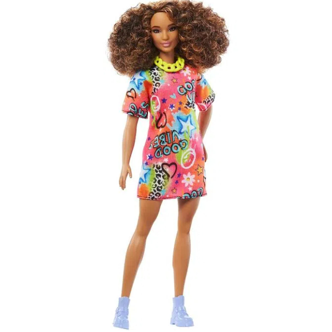 Boneca Barbie Totally Hair - Vestido Listrado - Morena - HCM90