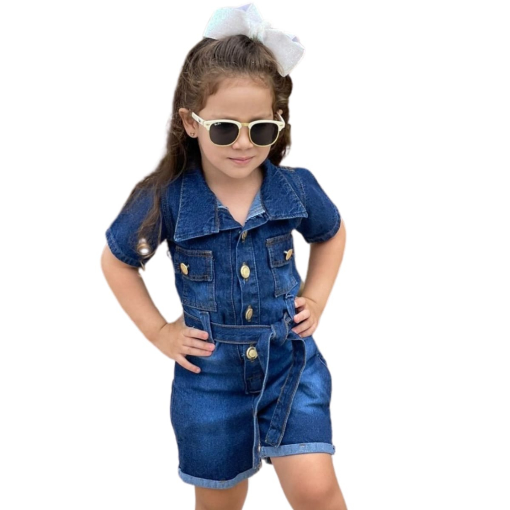 Vestido jeans color feminino menina infantil juvenil