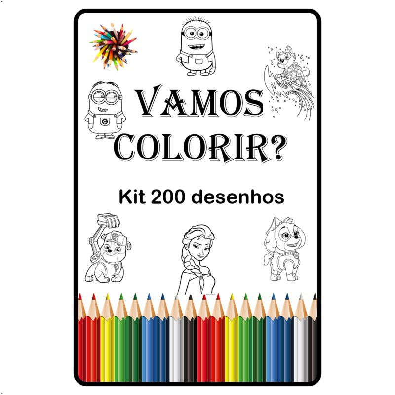 Kit 200 Desenhos Para Colorir Em Folha A4 - 2 Por Folha