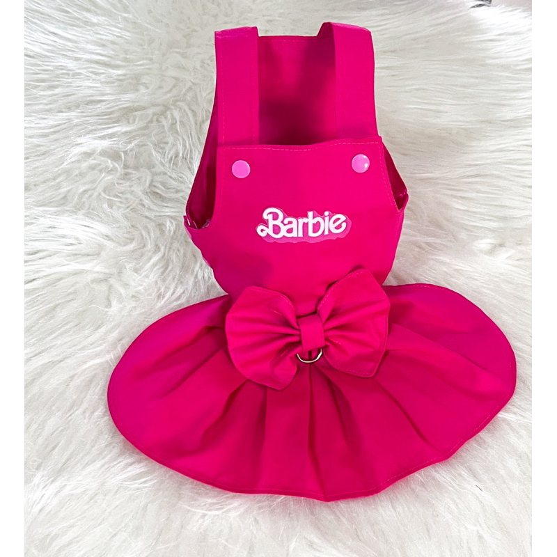 Roupa Roupinha Pet Para Cachorro Vestido Barbie Com Guia