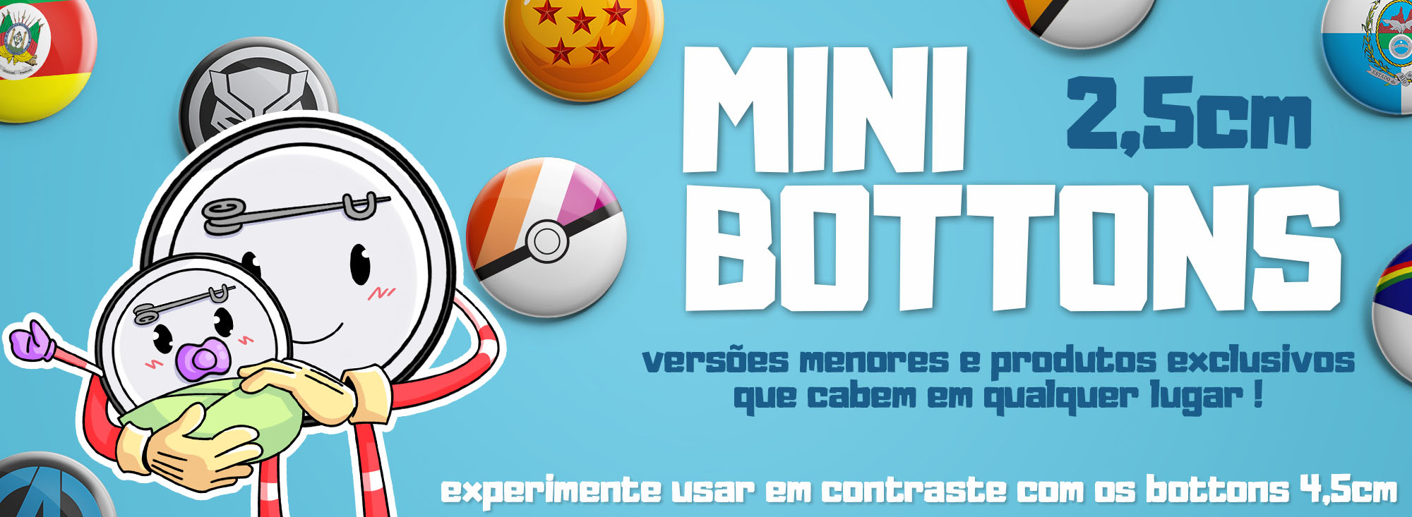 Mini Bottons tipos de Pokémon Go 2,5cm kit com 4 unidades broche alfinete