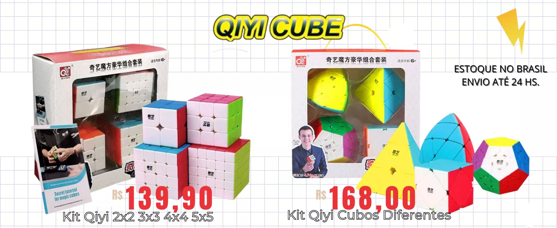 Kit 5 Cubos Magico Melhores 2x2-3x3-4x4-5x5 E Triangulo Cor Da Estrutura  Stickerless