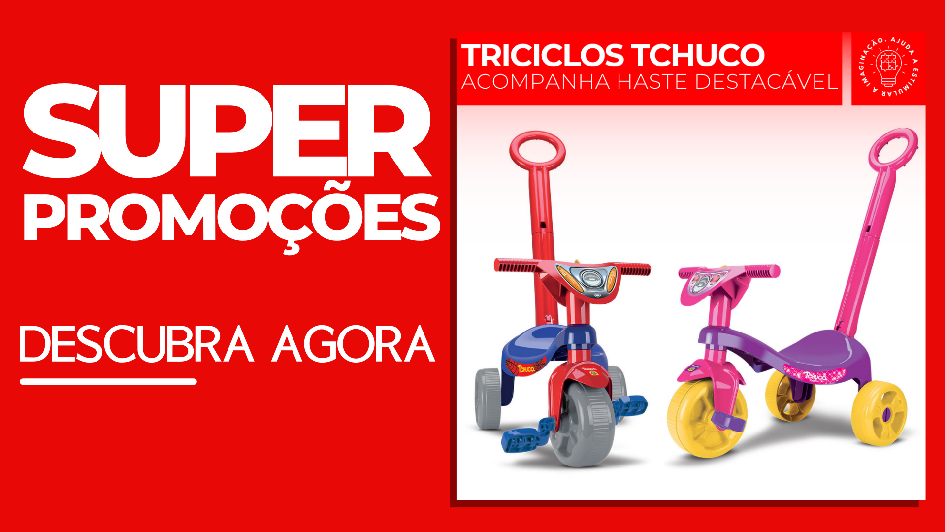 Triciclo Motoca Tchuco Racing Com Som e Haste - Samba Toys