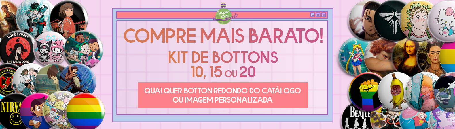 Bottons Desenho da Coruja - Comprar em Tropos Store