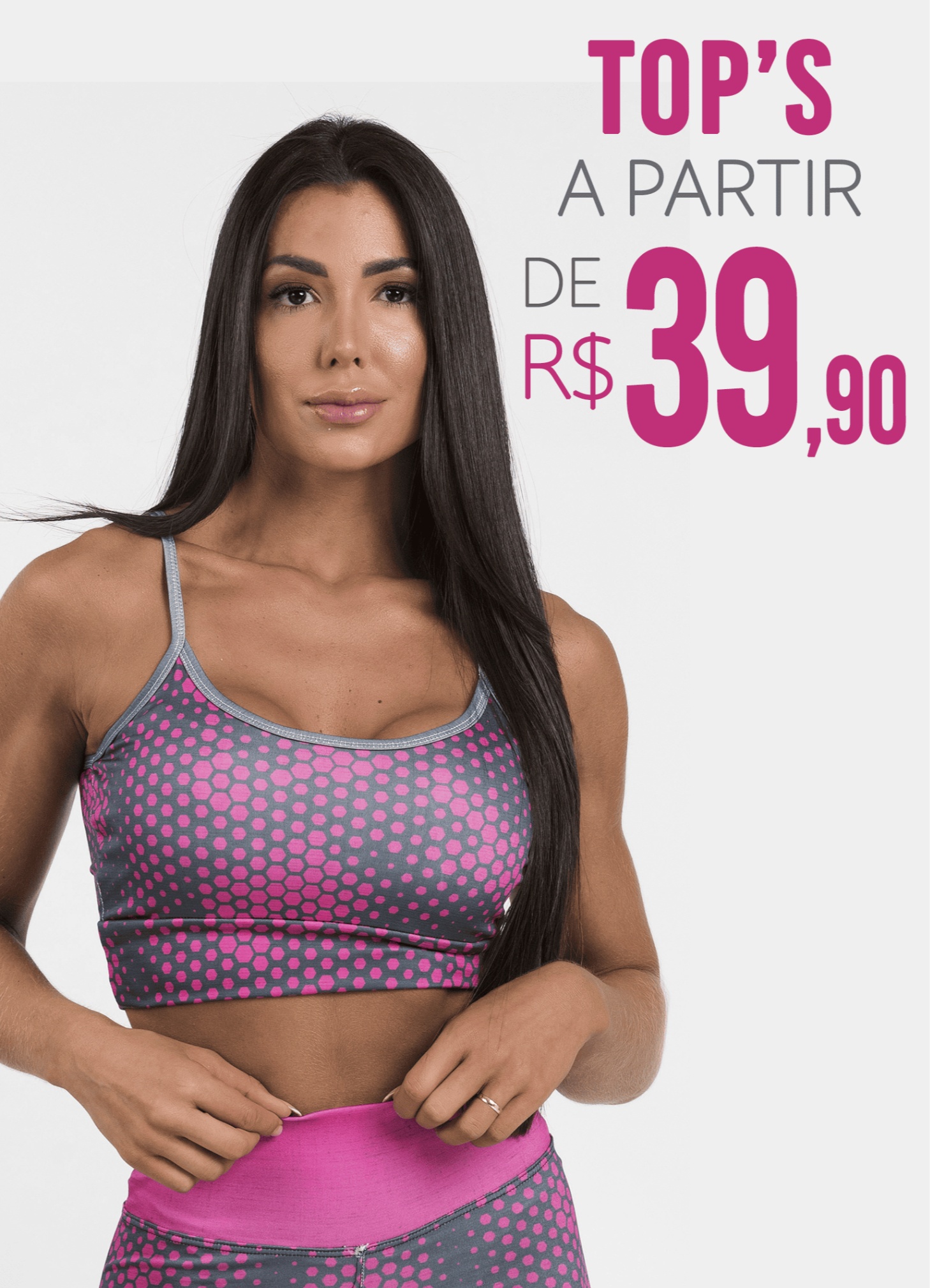 Conjunto Fitness Legging e Top Black Polygon