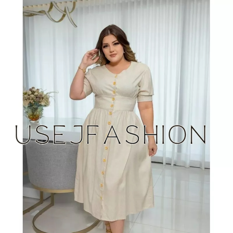 Vestido plus size de clearance linho