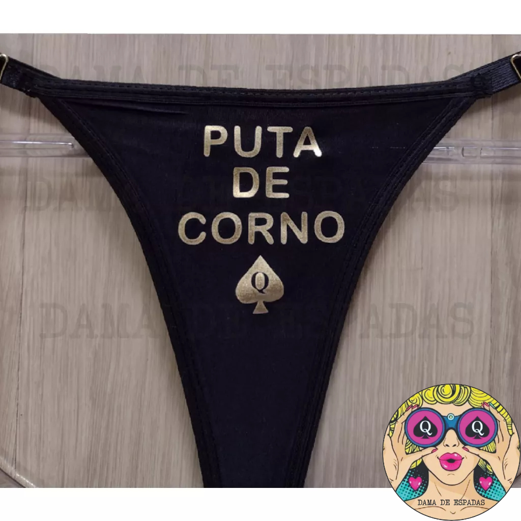 Calcinha fetiche Erótica preta, hotwife, swing, cuckold, sissy, hotgirl,  com estampa dourada Puta de Corno. | Shopee Brasil