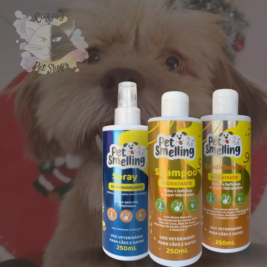 Kit Shampoo e Condicionador Super Brilho Pet para Cães e gatos Pet Smelling  pelos mais fofinhos e brilhantes