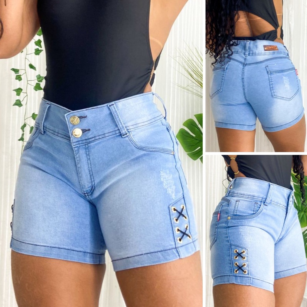 Bermuda Shorts Jeans Feminina Moda Novidade 2022 Linha Premium com Elastano