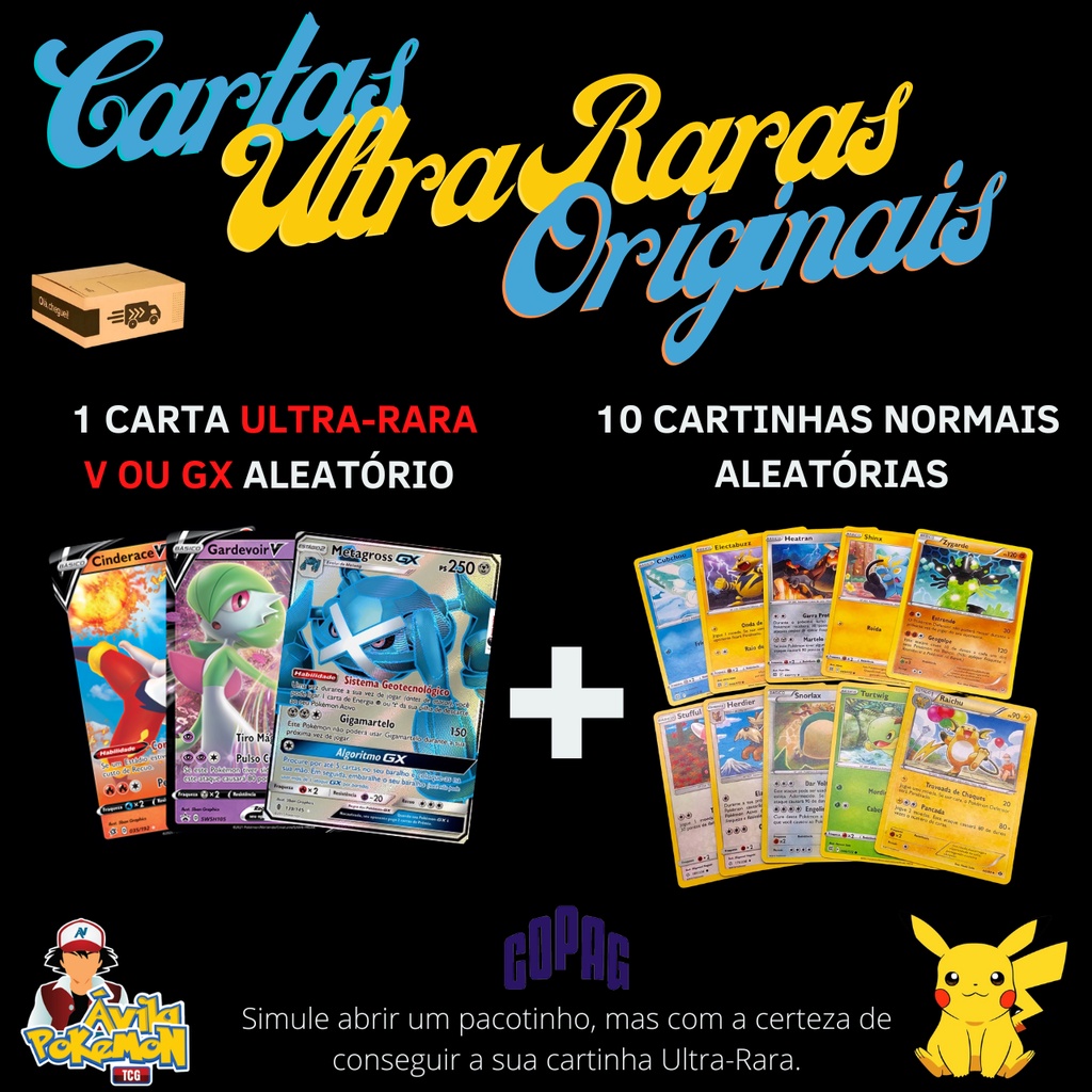 Lata Pokemon Carta Ultra Rara Original Copag + Brinde