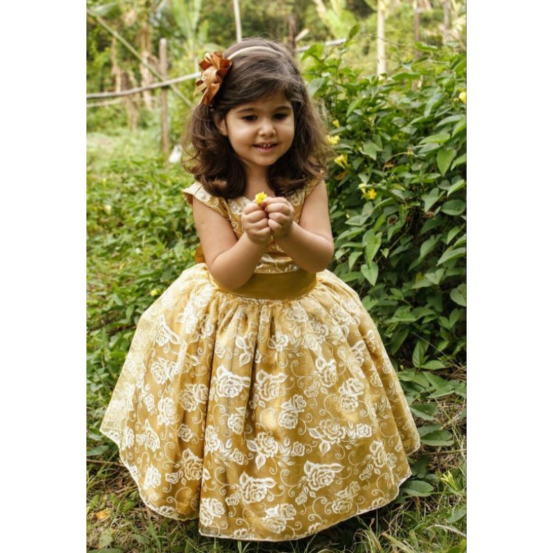 Vestido de hot sale florista dourado