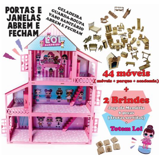 Casa Tema Similar Barbie Adesivada Pintada + 44 Móveis Mdf