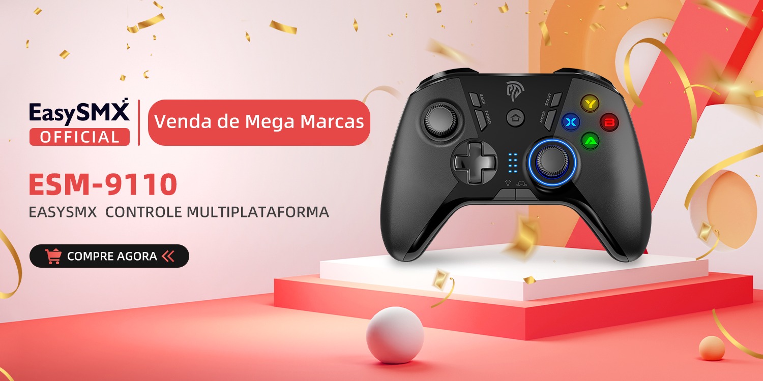 EasySMX Controlador de jogos sem fio para Windows PC/Steam Deck/PS3/Android  TV Box, joystick com vibração dupla plug and play gamepad com 4 teclas  personalizadas, bateria até 14 horas, : : Games e