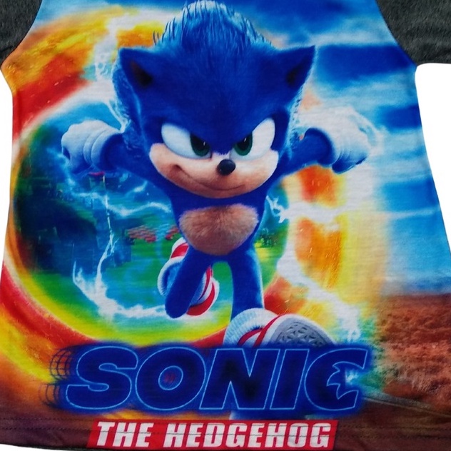 Boneco Pelúcia Sonic Azul Antialérgico + Camiseta Infantil