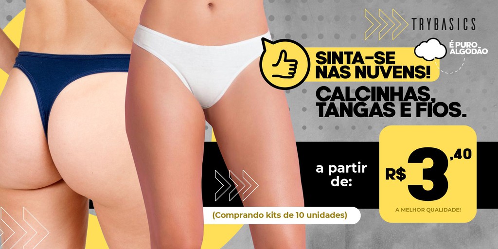 Try Basics - Calcinha Tanga Algodão - Conforto e qualidade com o