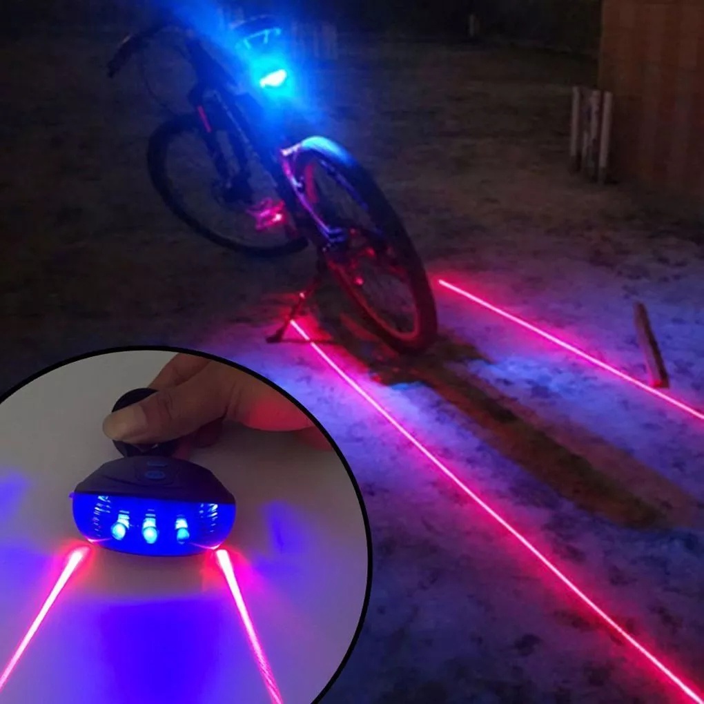 Lanterna Traseira De Bicicleta L mpada Led 2 Laser 5 Led