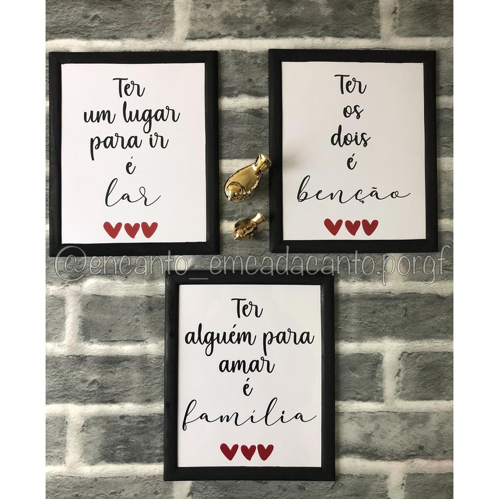 Trio de quadros decorativos Família | Shopee Brasil