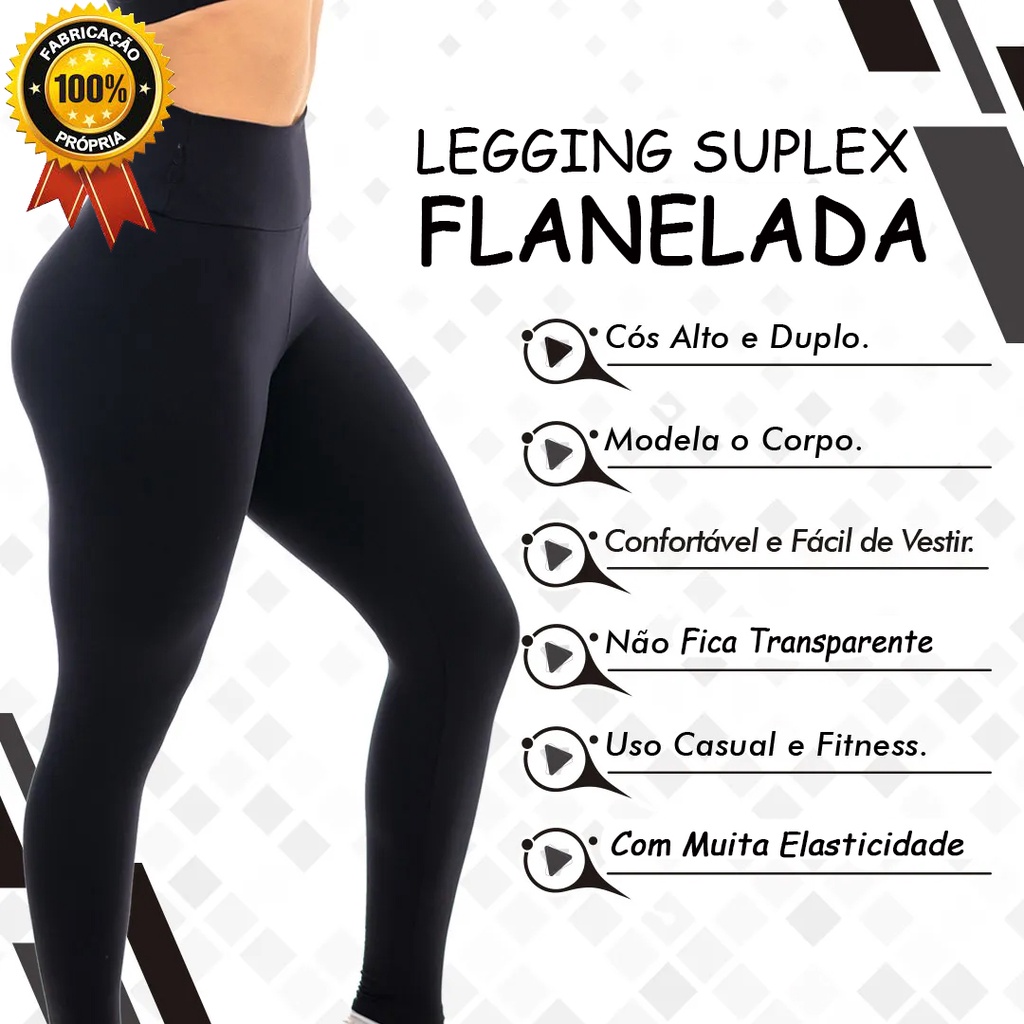 Kit 3 Calça Legging Feminina Moda Básica Cós Alto Atacado