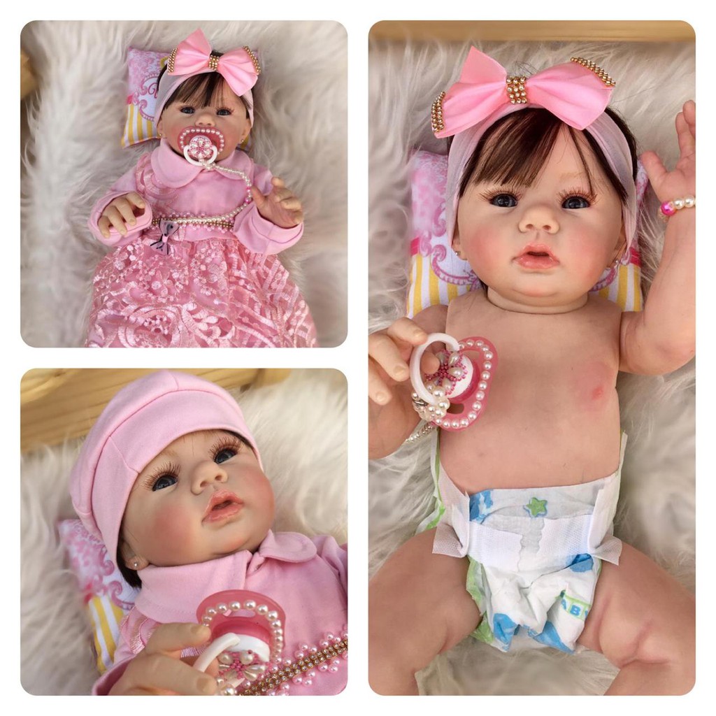 Boneca Bebe Reborn Malkitoys Realista Tecido Valentina 60cm