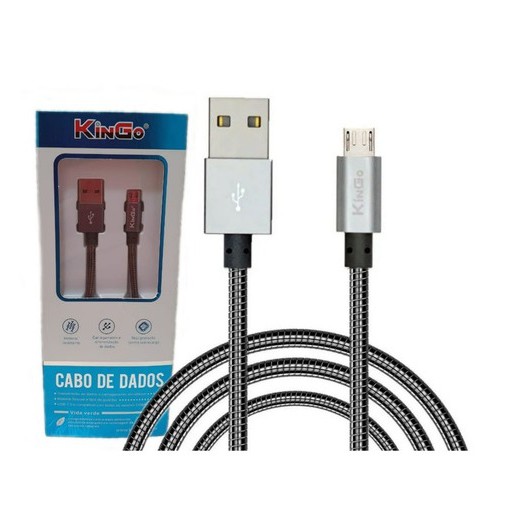 Cabo Carregador Usb V8 Micro Usb Android Metal Reforçado Kingo