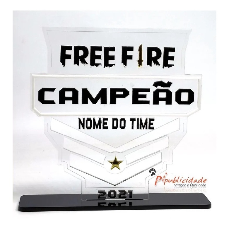 Luminária Ou Troféu Free Fire Personalizado Com Led 15x15cm