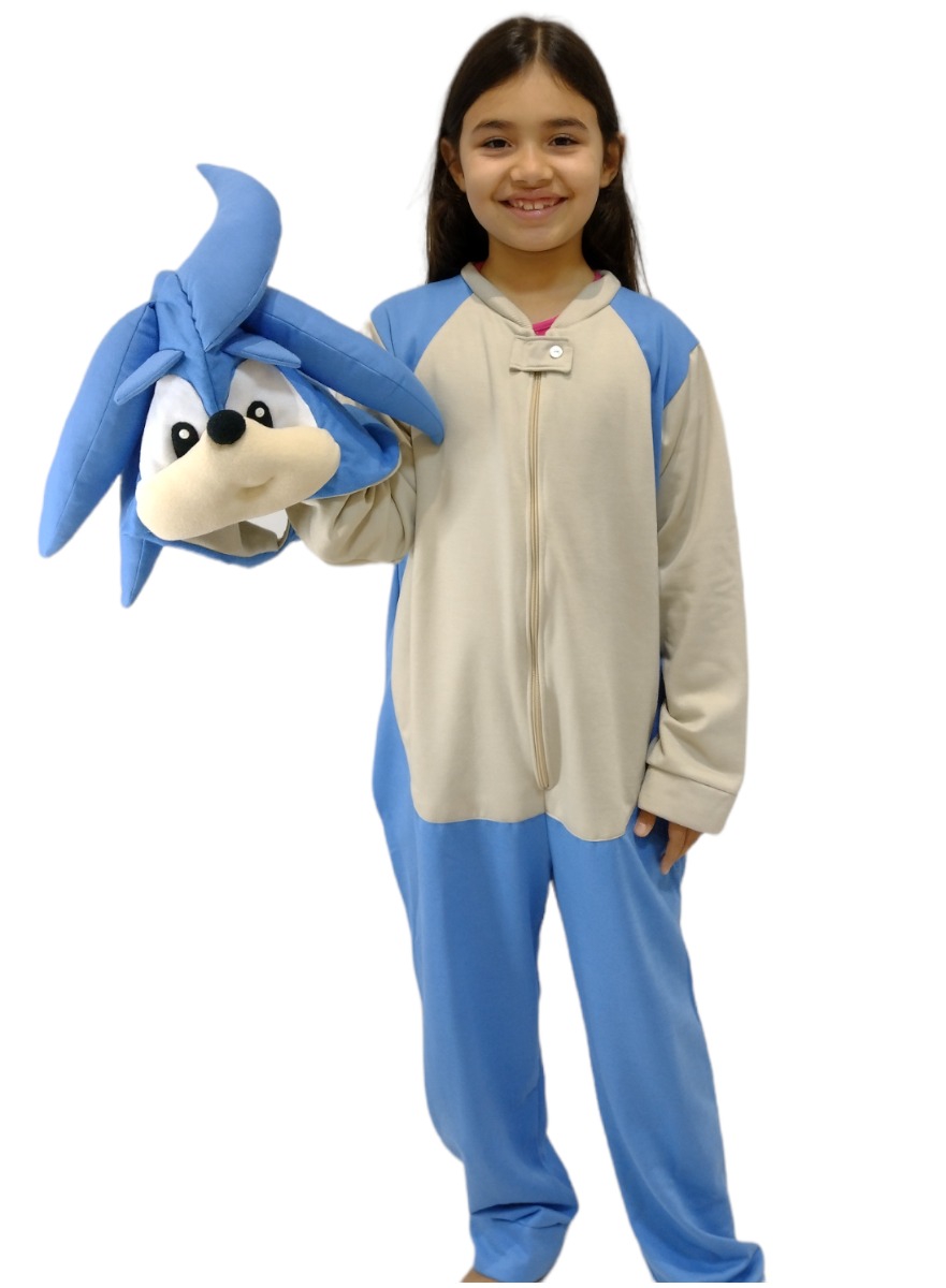 Pijama Infantil Macacão Kigurumi Fantasia Sonic De Pelúcia - Escorrega o  Preço