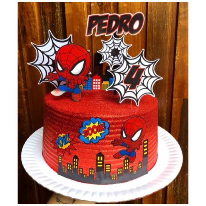 Topper Topo de Bolo Aniversário Festa Homem Aranha Marvel - Lojas