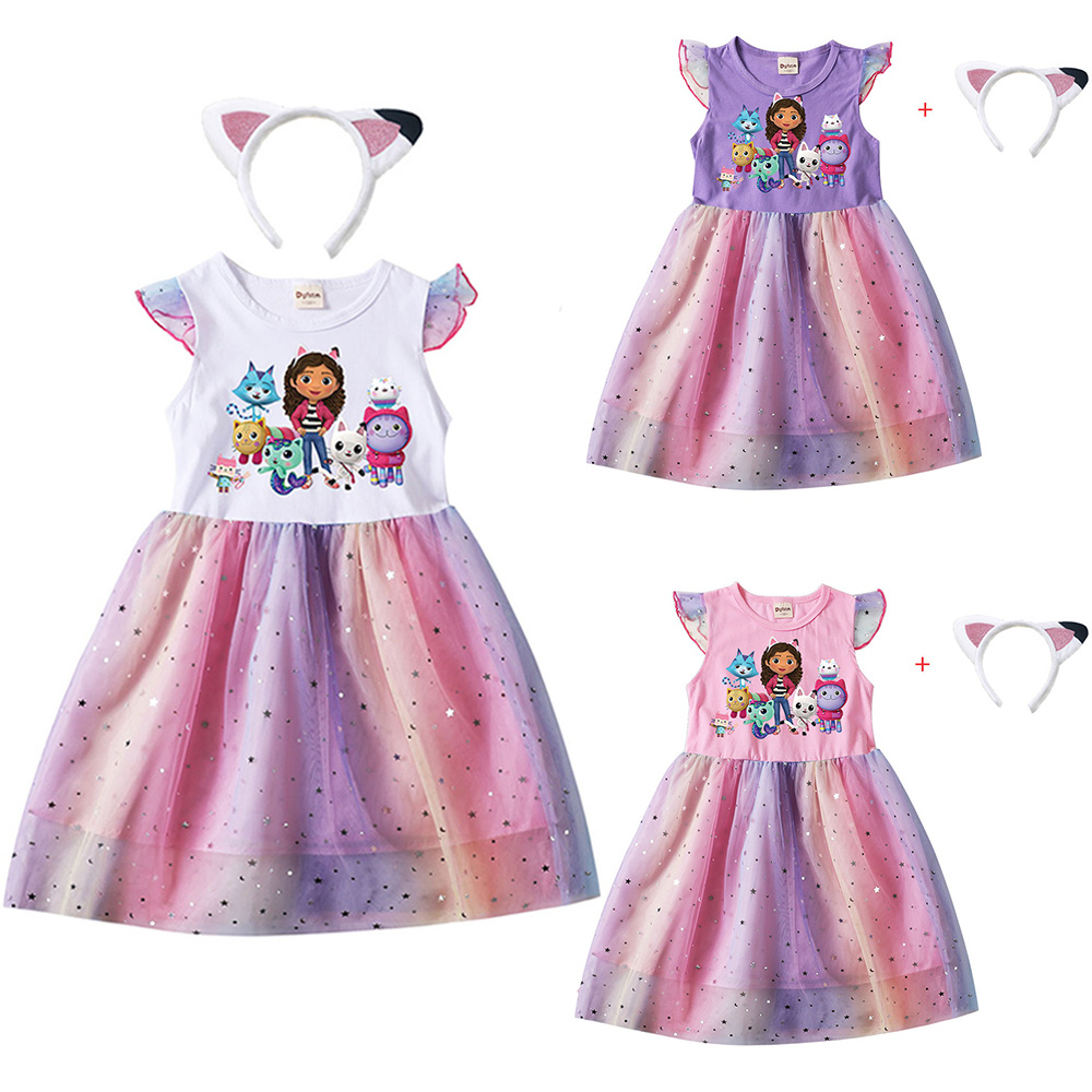 Gabby's Dollhouse Kids Clothes Girls Sets Summer Gabby Cats T-shirt+Bow  Cartoon Print Skirt+Bag 3-piece Children's Clothing Suit - AliExpress