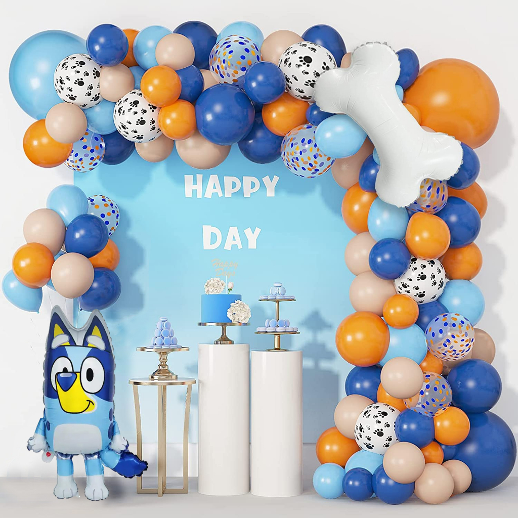 Bluey E Bingo Dog Balloons Arch Garland Kit-Theme Orange Latex