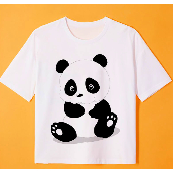 Compra online de Kawaii roupas de bebê panda impresso crianças meninos  meninas camisa branca camiseta básica verão casual crianças camiseta