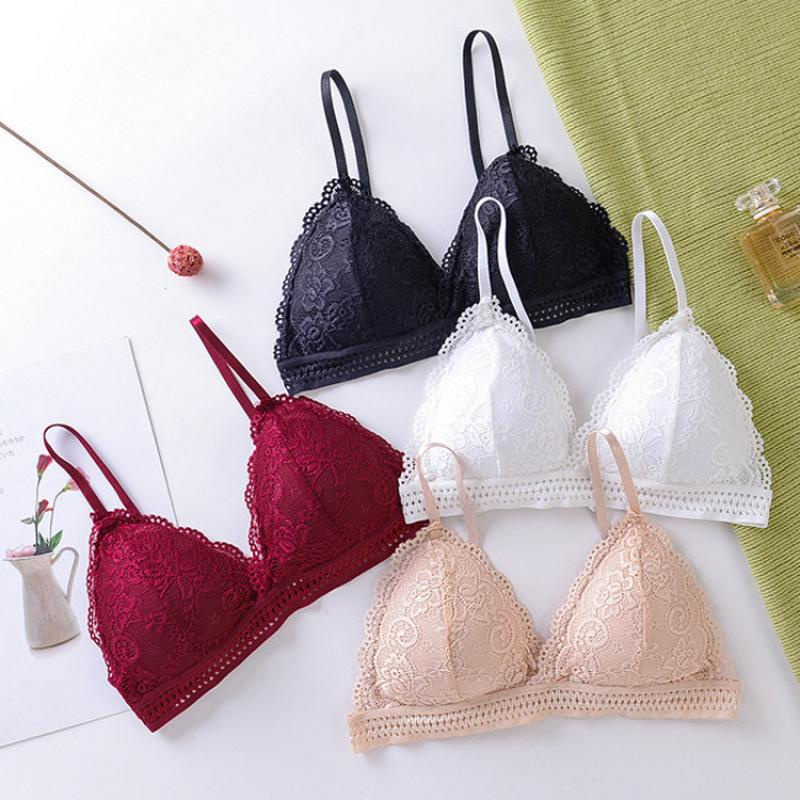 Cheap French Style Bralette Seamless Deep V Lace Bra, 53% OFF