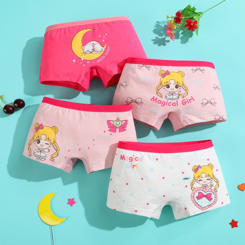 4 Pcs Cute Cartoon Kids Underwear Nova Moda Calcinha Algodão Macio