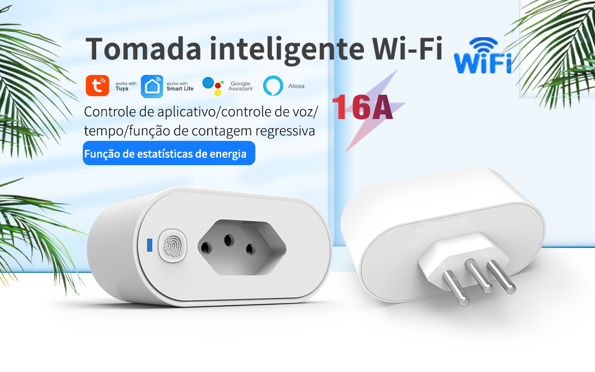 Adaptador de Tomada Inteligente SIXWGH - WiFi, Tuya App, Smart