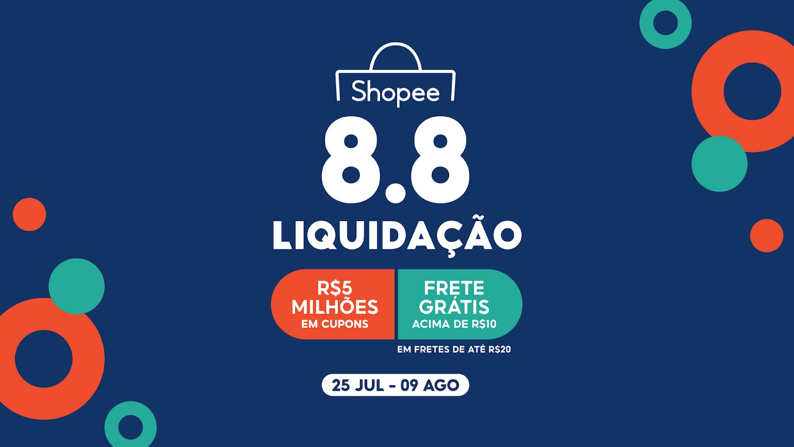 Shopee: Liquidação 8.8 tem R$ 5 milhões em cupons e frete grátis