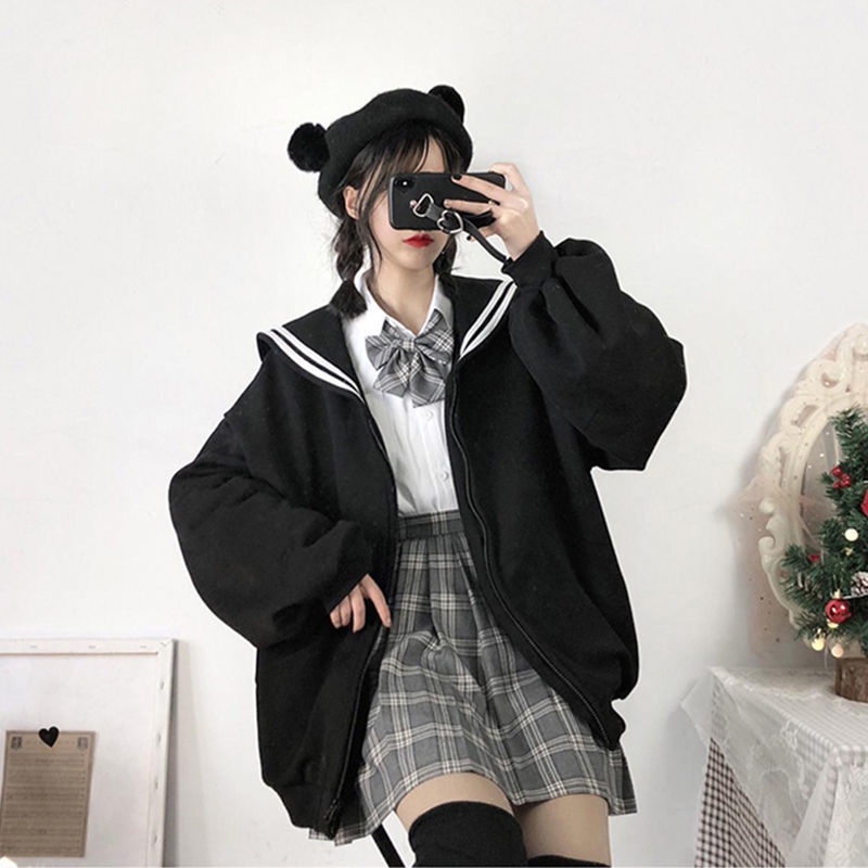 Harajuku Moda Feminina Hoodies Roupas de Inverno Kawaii Lã Bonito Urso  Anime Camisola Meninas Adolescentes Estética Pulôver de Manga Longa