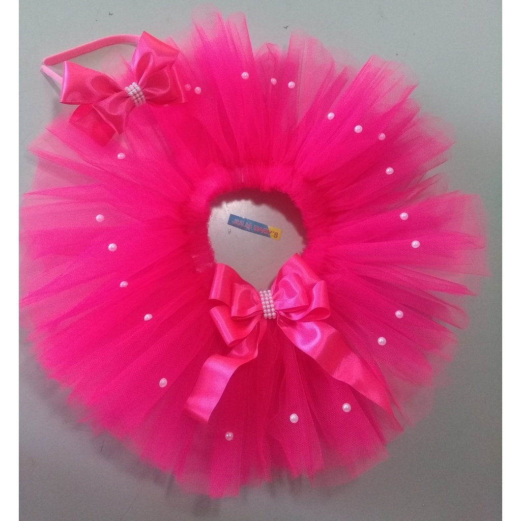 Saia de tule rosa sales infantil