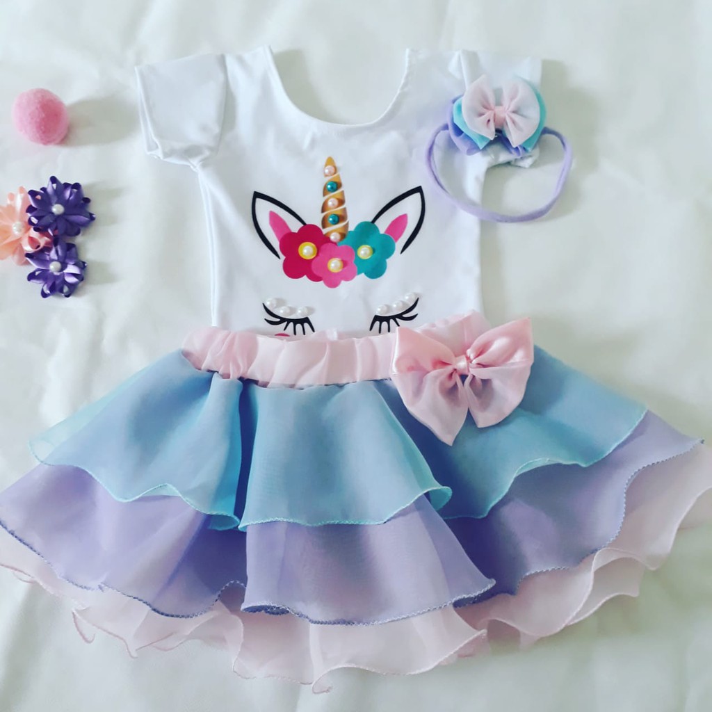 Roupa unicornio bebe 1 sales ano