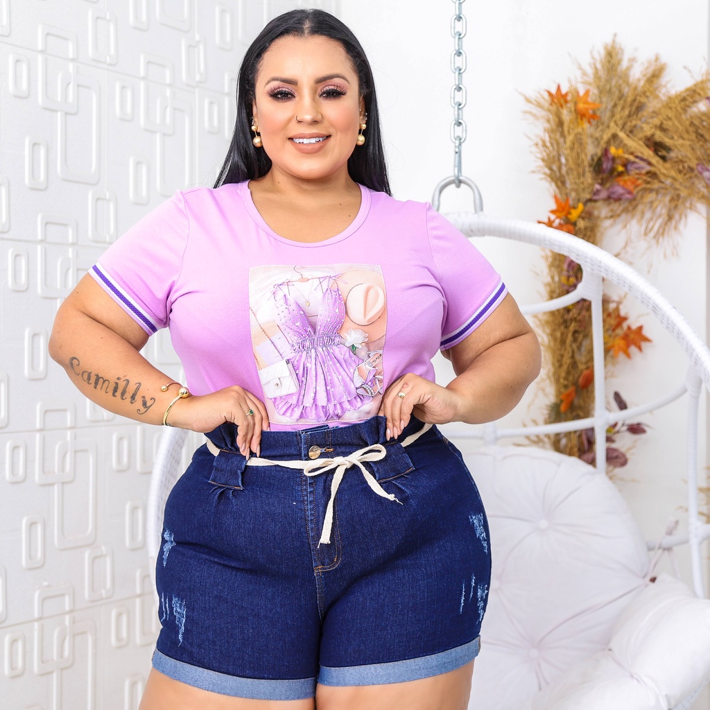 Short jeans cintura alta best sale tamanho 48