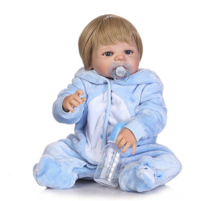 Bebe Reborn Menino 100% Silicone 57 Cm - Biel