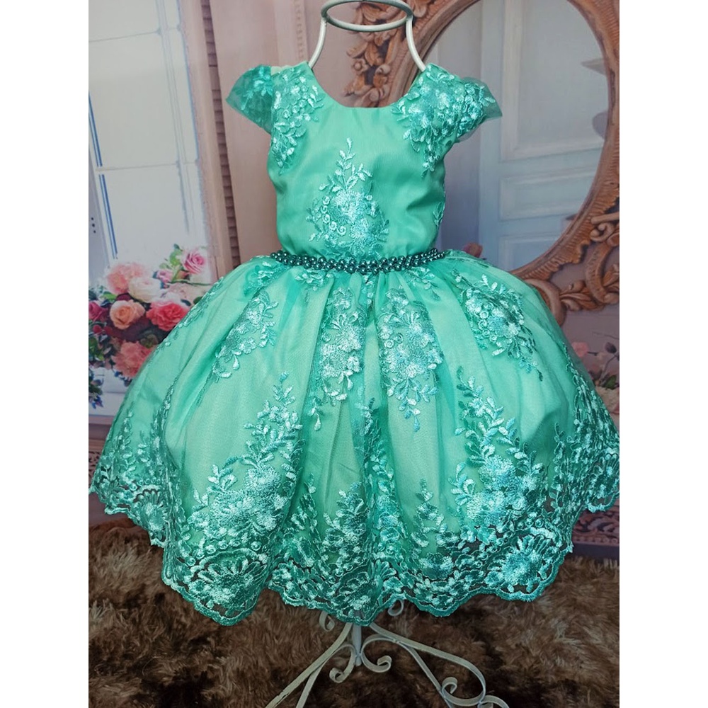 Vestido infantil verde para 2024 festa