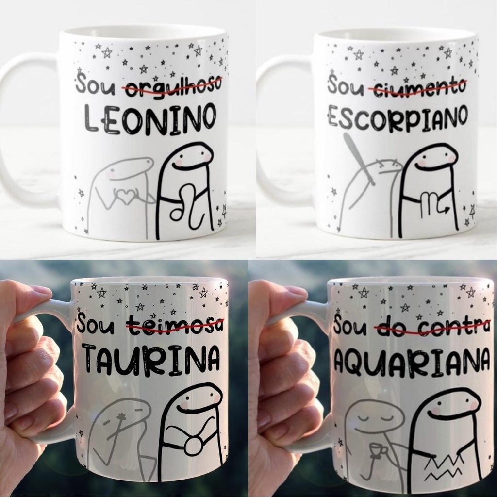 Caneca De Signos Flork Meme Palito Presente Envio Imediato - R$ 35,97