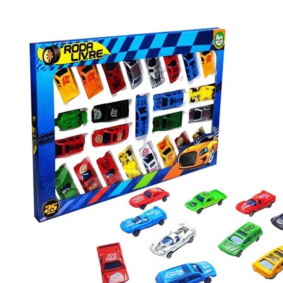 Kit Coleção Carrinhos 25 Peças Caminhões e Carretas Brinquedo