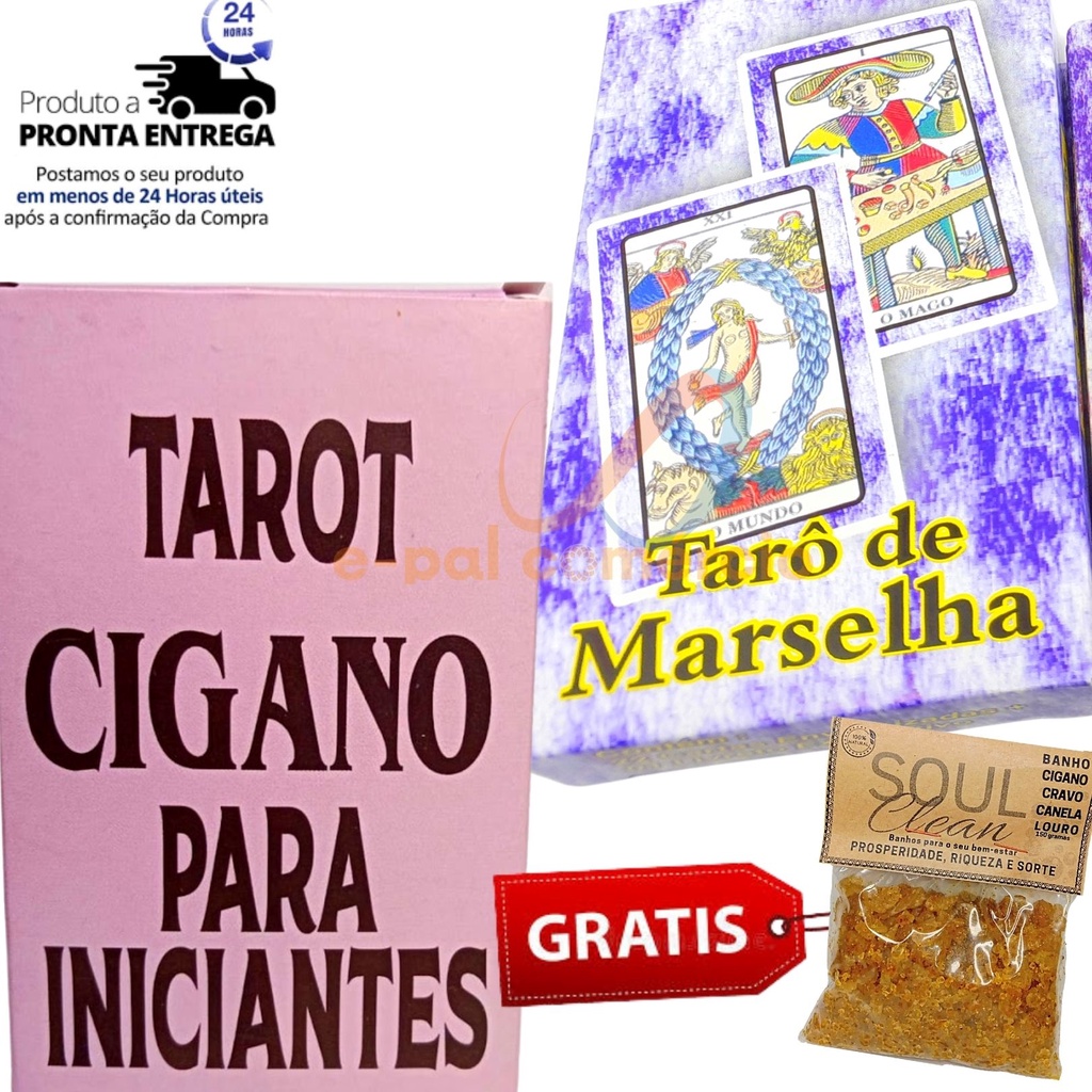 Baralho Tarot Marselha Original 78 Cartas+grátis Kit 7pedras