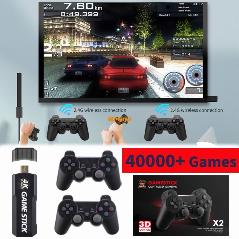 Gd10 Pro 4k Game Stick 3d Hd Portable Retro Video Game Console Wireless  Controllers Tv 50 Emulators 40000+ Games For Ps1/n64/dc